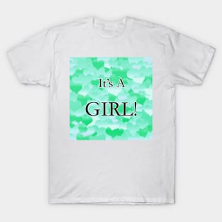 It's A Girl! Minty Hearts T-Shirt